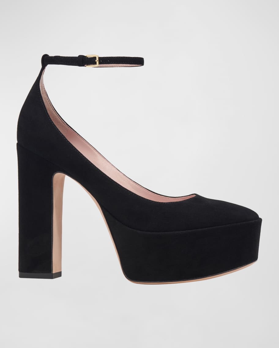 kate spade new york gia suede ankle-strap platform pumps | Neiman Marcus