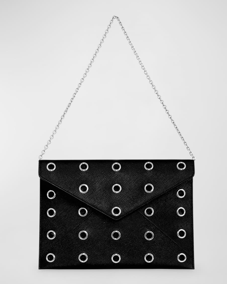 クラフト・布製品 LEO Rebecca Minkoff Leo Envelope Flap Leather Grommet Clutch Bag