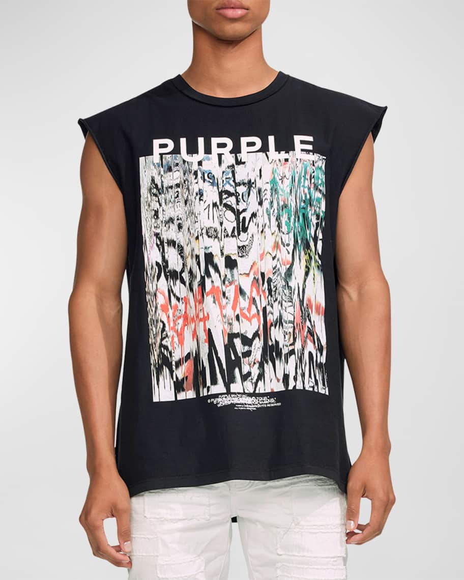 PURPLE Men's Graphic Sleeveless Jersey T-Shirt