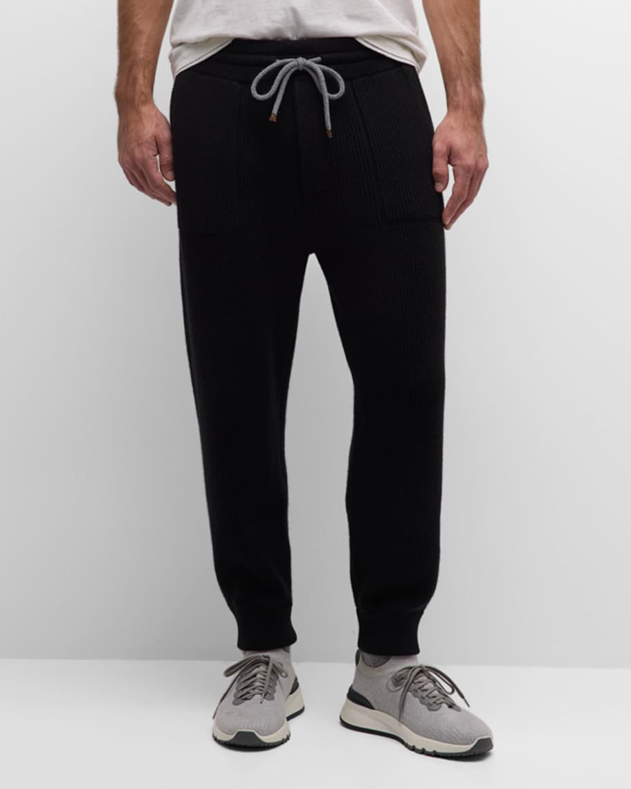 Brunello Cucinelli Men's Cashmere Ribbed Sweatpants