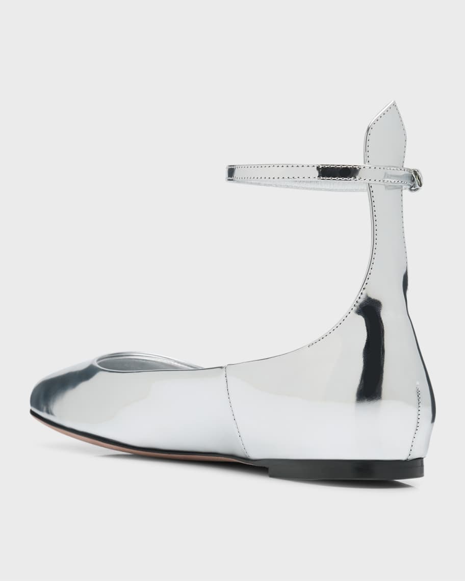 Image 3 of 6: VLOGO Metallic Leather Ballerina Flats