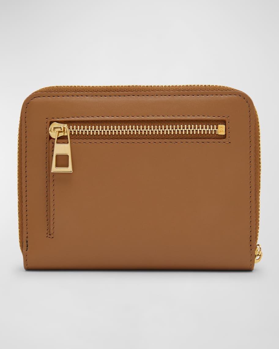 Image 3 of 5: Knot Compact Wallet in Shiny Leather with Zipper