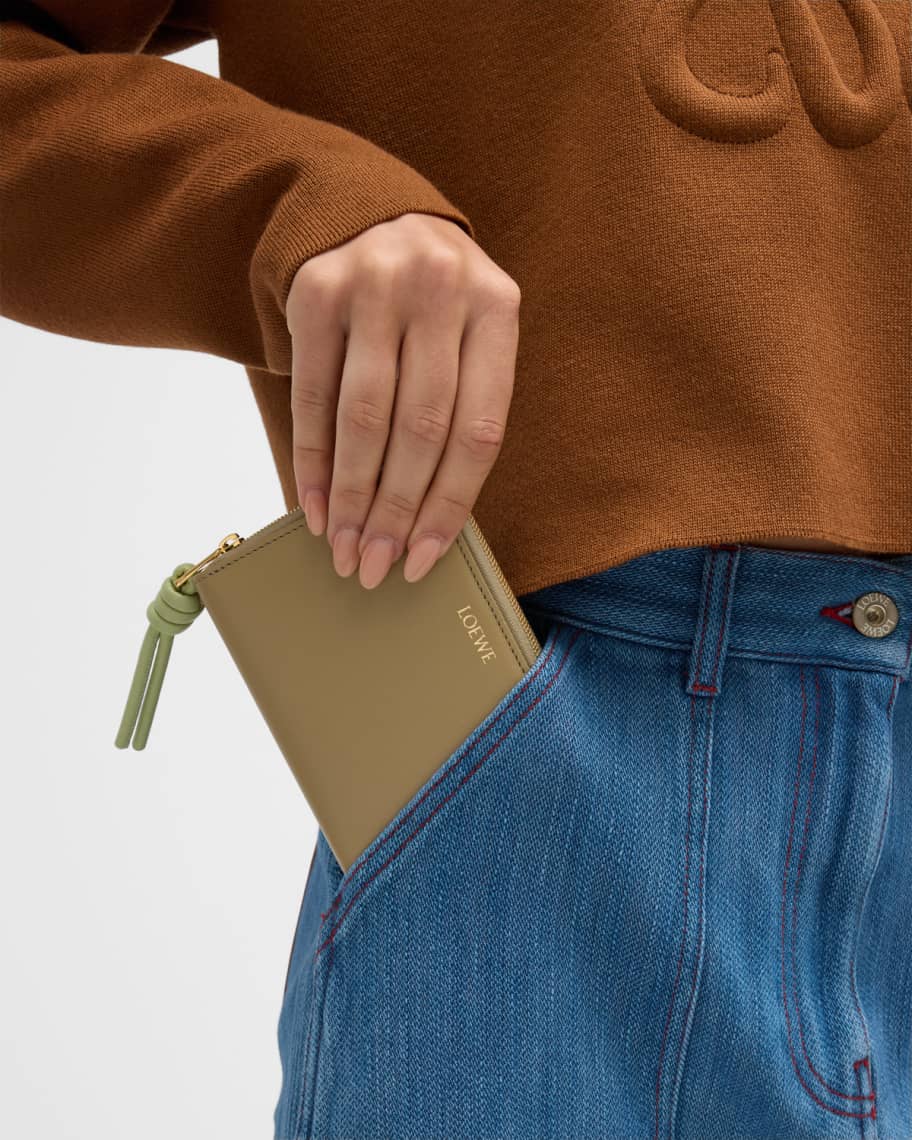 Image 2 of 5: Knot Compact Wallet in Shiny Leather with Zipper