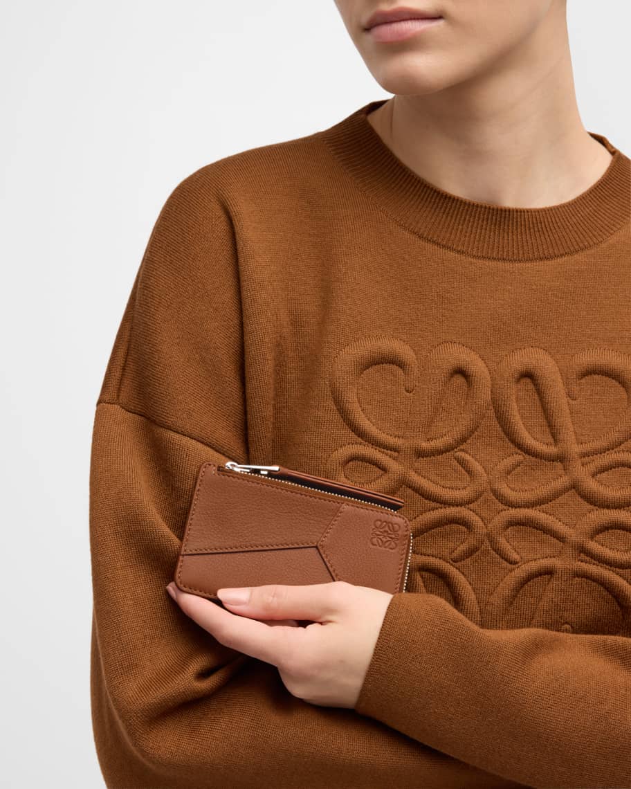 Image 2 of 4: Puzzle Edge Zip Card Case in Leather