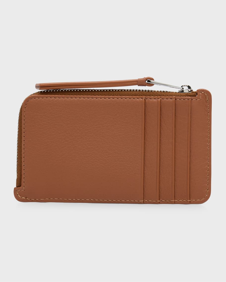 Image 3 of 4: Puzzle Edge Zip Card Case in Leather
