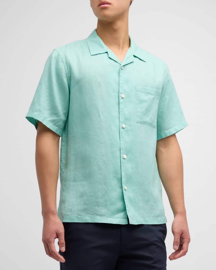 Theory Men's Noll Linen CampCollar Shirt Neiman Marcus