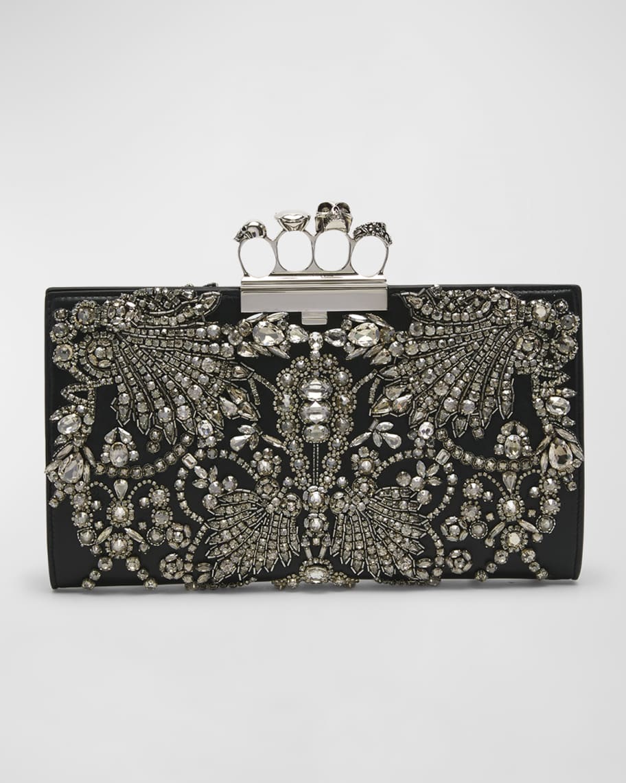 MM Couture, Bags, Mm Vintage Black Satin Crown Clutch Purse Bag
