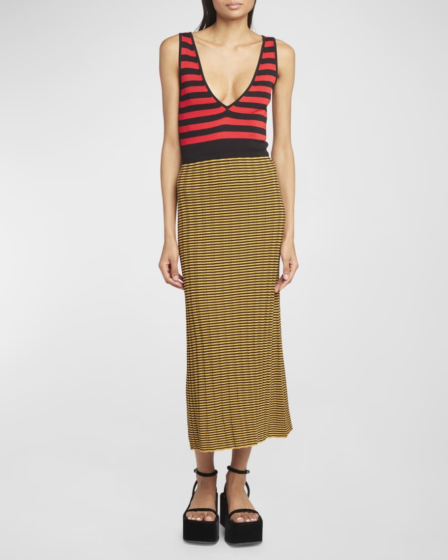 Proenza Schouler White Label Slinky Stripe Tank Top Midi Dress Neiman