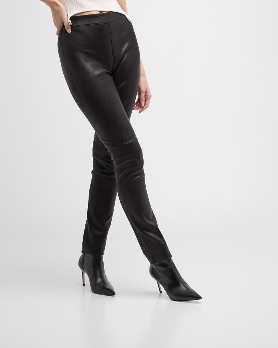 Image 2 of 6: Stuart Leather Stiletto Booties