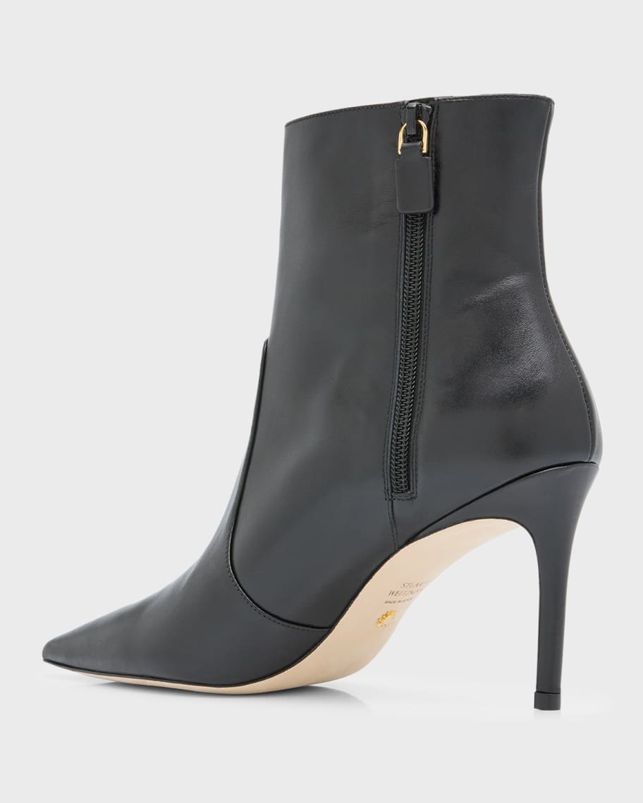 Image 3 of 6: Stuart Leather Stiletto Booties