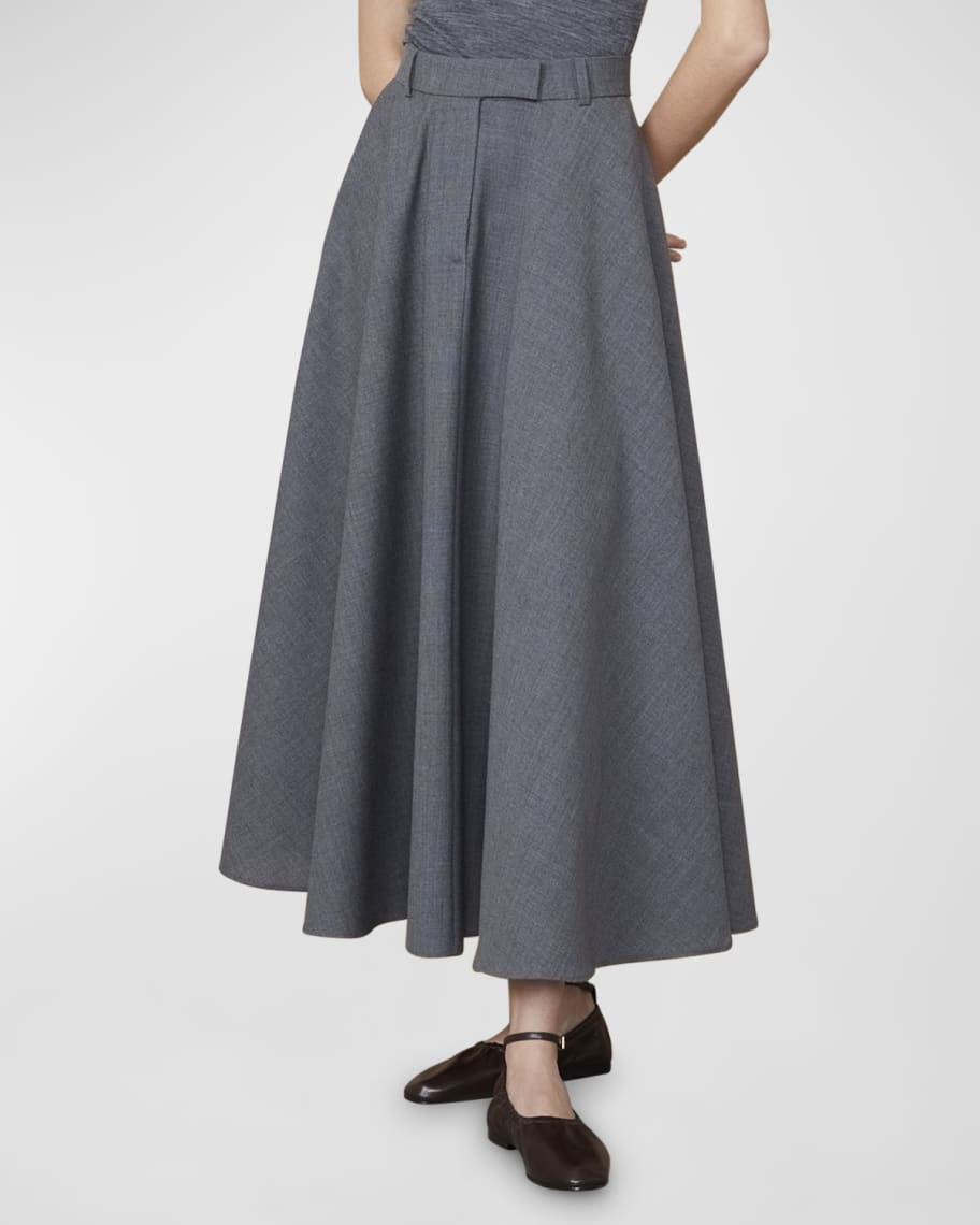 Officine Generale Bertille Wool A-Line Maxi Skirt | Neiman Marcus