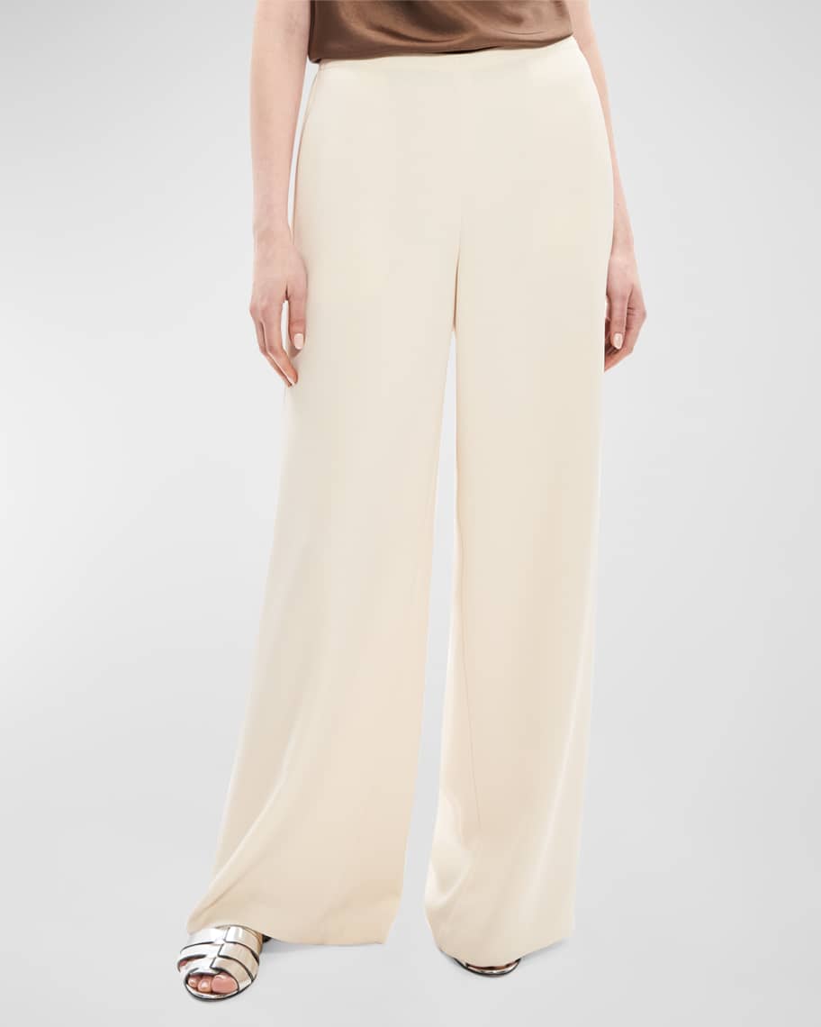 Theory Oxford Crepe Wide-Leg Pull-On Pants | Neiman Marcus