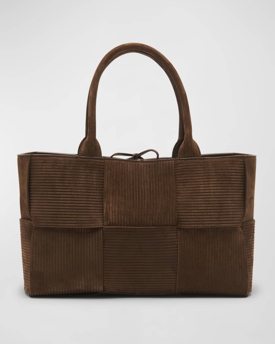 Bottega Veneta Arco Small Intreccio textured Suede Tote Bag