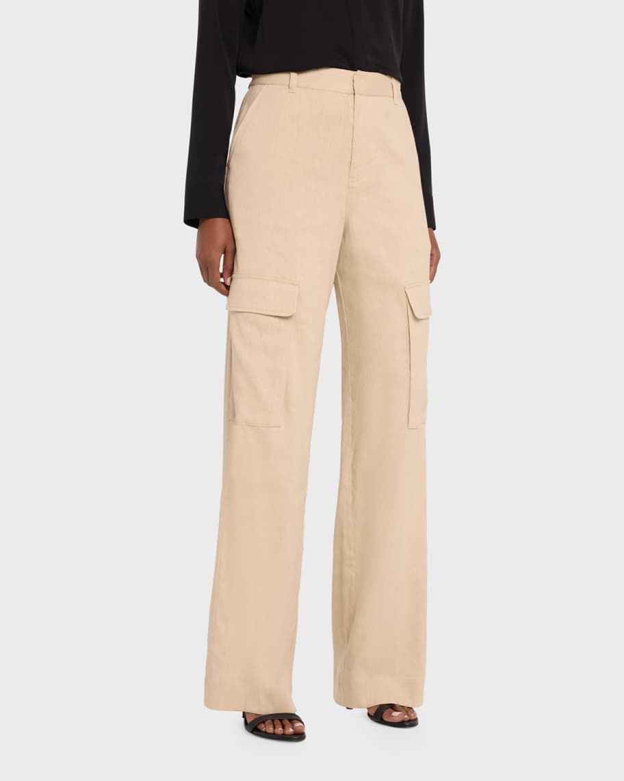 FRAME Linen-Blend Cargo Pants | Neiman Marcus