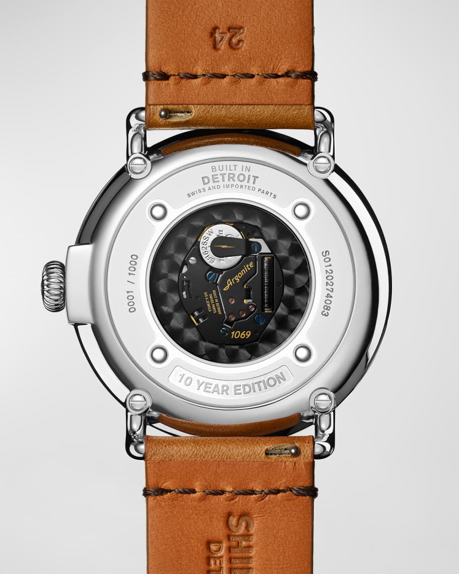 Image 2 of 4: Men's Runwell 10-Year Leather Strap Watch, 47mm