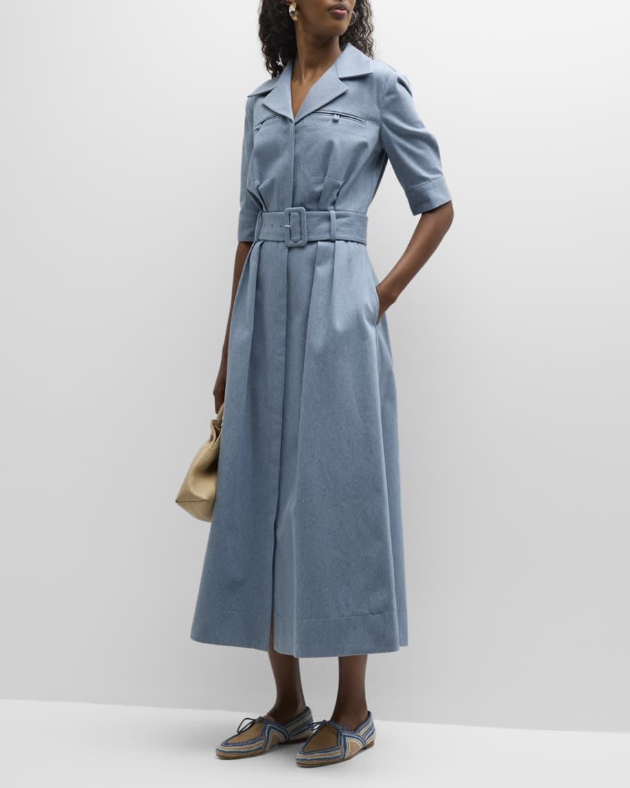 Gabriela Hearst Simone Belted Cotton Maxi Shirtdress | Neiman Marcus