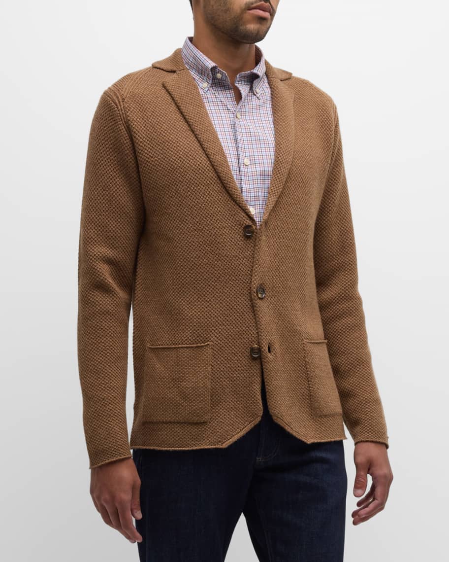 Peter Millar Men's Anderson Wool Knit Three-Button Blazer | Neiman Marcus