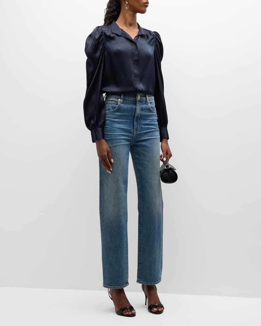 Image 2 of 6: Gillian Long-Sleeve Silk Top