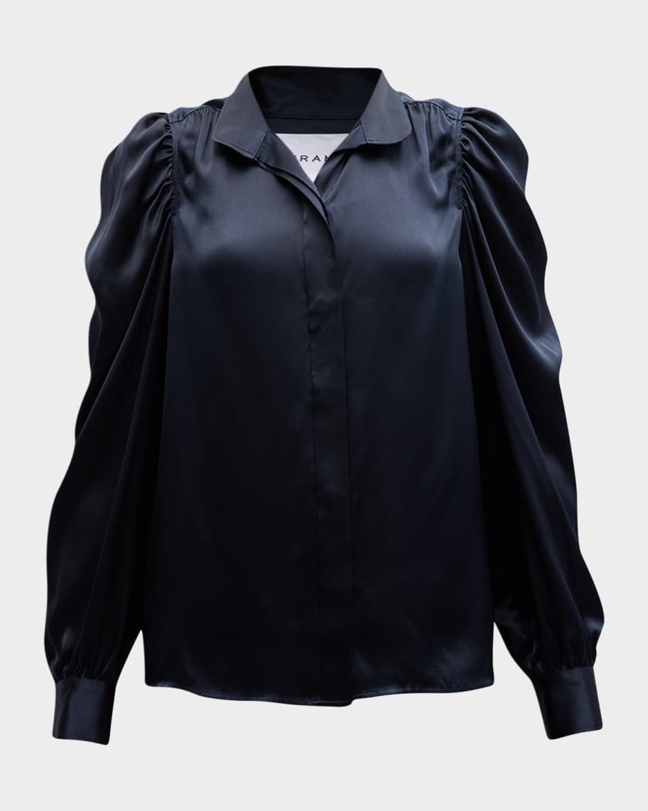 Image 1 of 6: Gillian Long-Sleeve Silk Top