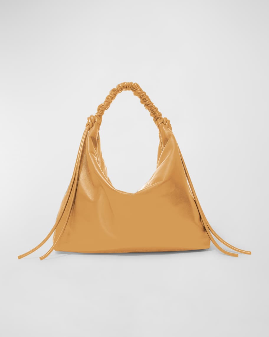 Image 1 of 1: Large Drawstring Leather Shoulder Bag