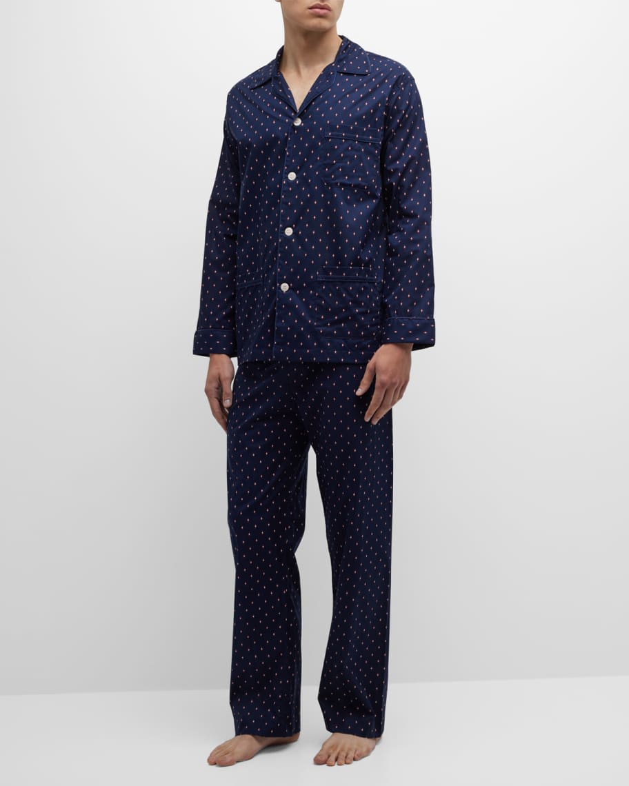 Derek Rose Men's Nelson 96 Cotton Long Pajama Set | Neiman Marcus