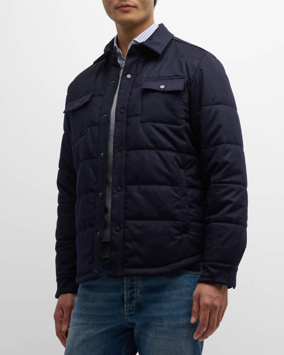 Neiman Marcus Men's Wool Padded Shirt Jacket | Neiman Marcus