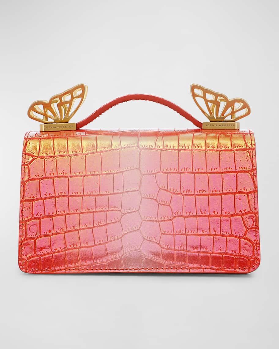 Sophia Webster Mariposa Mini Metallic Croc-Embossed Shoulder Bag