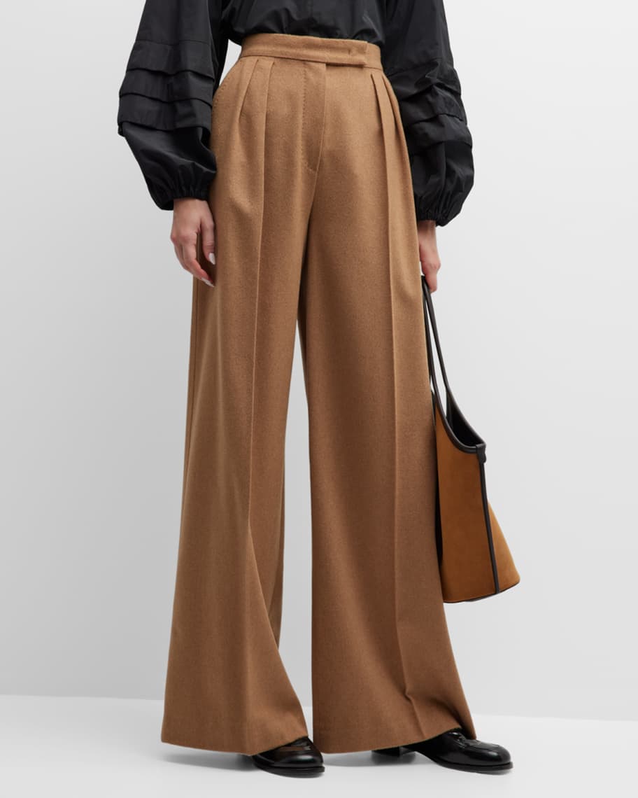 Lauren Ralph Lauren Women's Brown Side-Stripe Twill Wide-Leg Pants