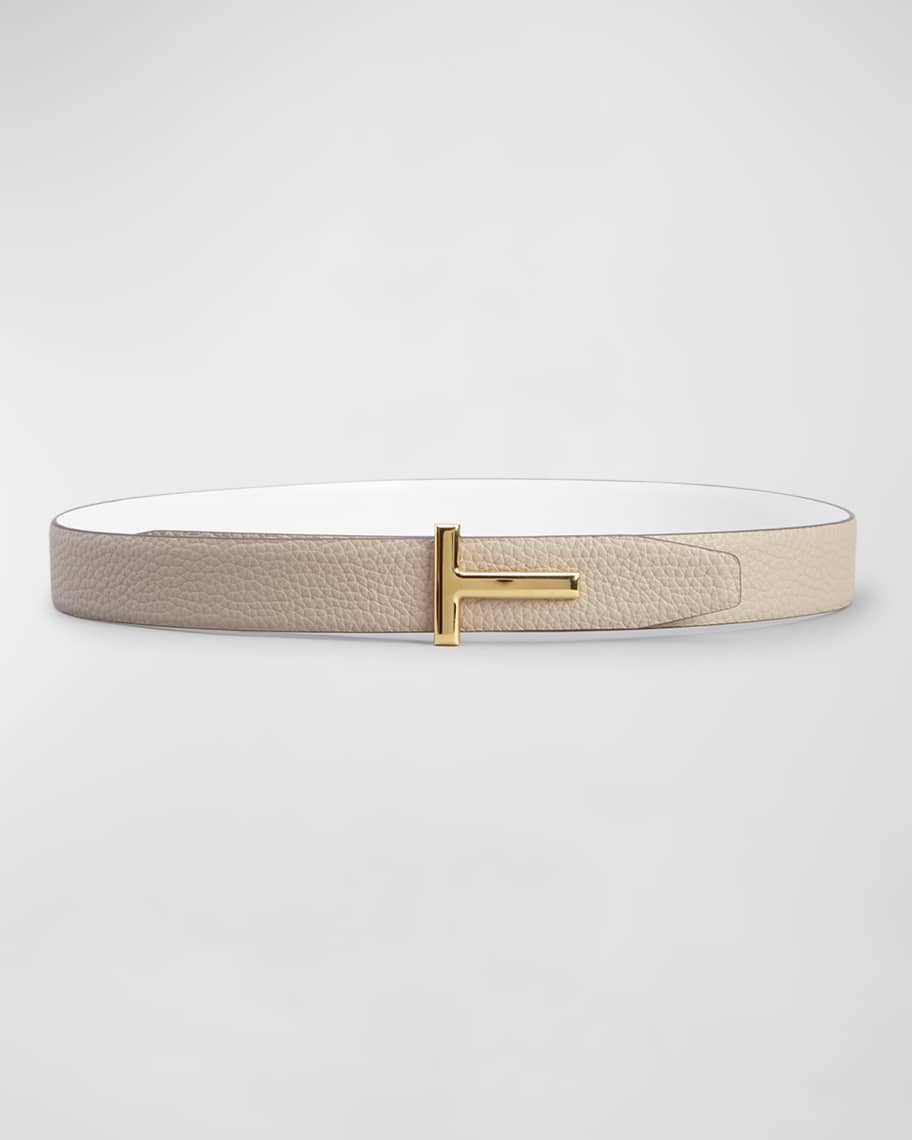 TOM FORD Reversible T-Logo Leather Belt | Neiman Marcus