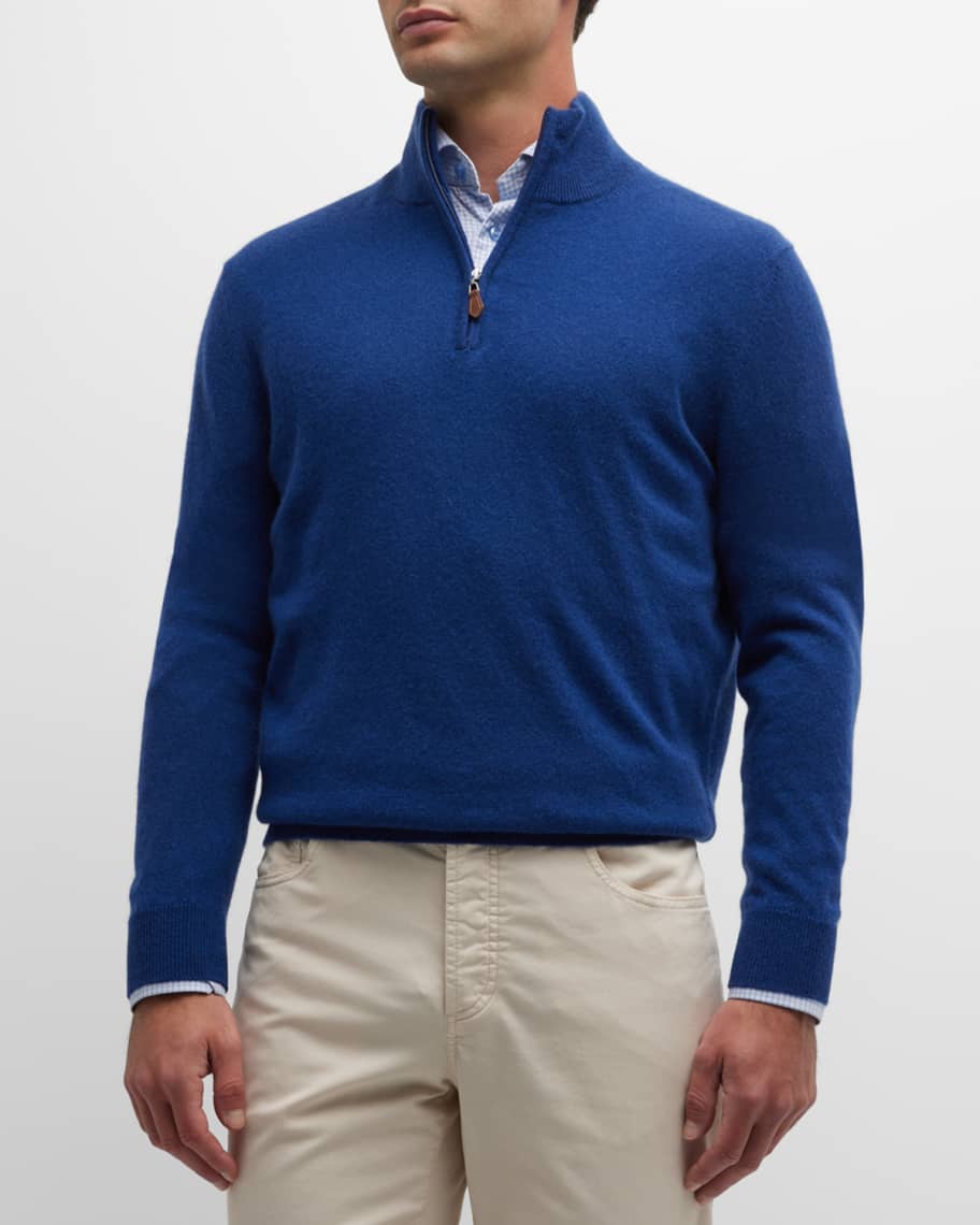 Neiman Marcus Cashmere Collection Men's Cashmere Quarter-Zip Sweater ...