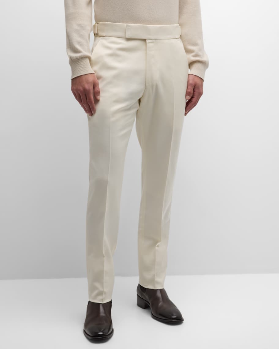 パンツ TOM FORD LIGHT BEIGE WOOL PANTS TOM FORD Silk and wool-blend twill straight-leg pants | NET