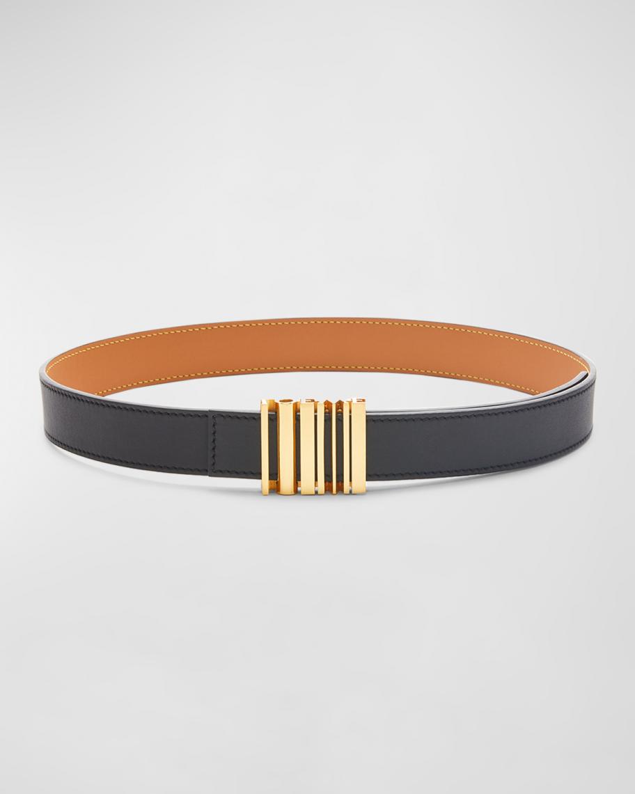 Loewe Graphic Buckle Leather Belt | Neiman Marcus display picture 3