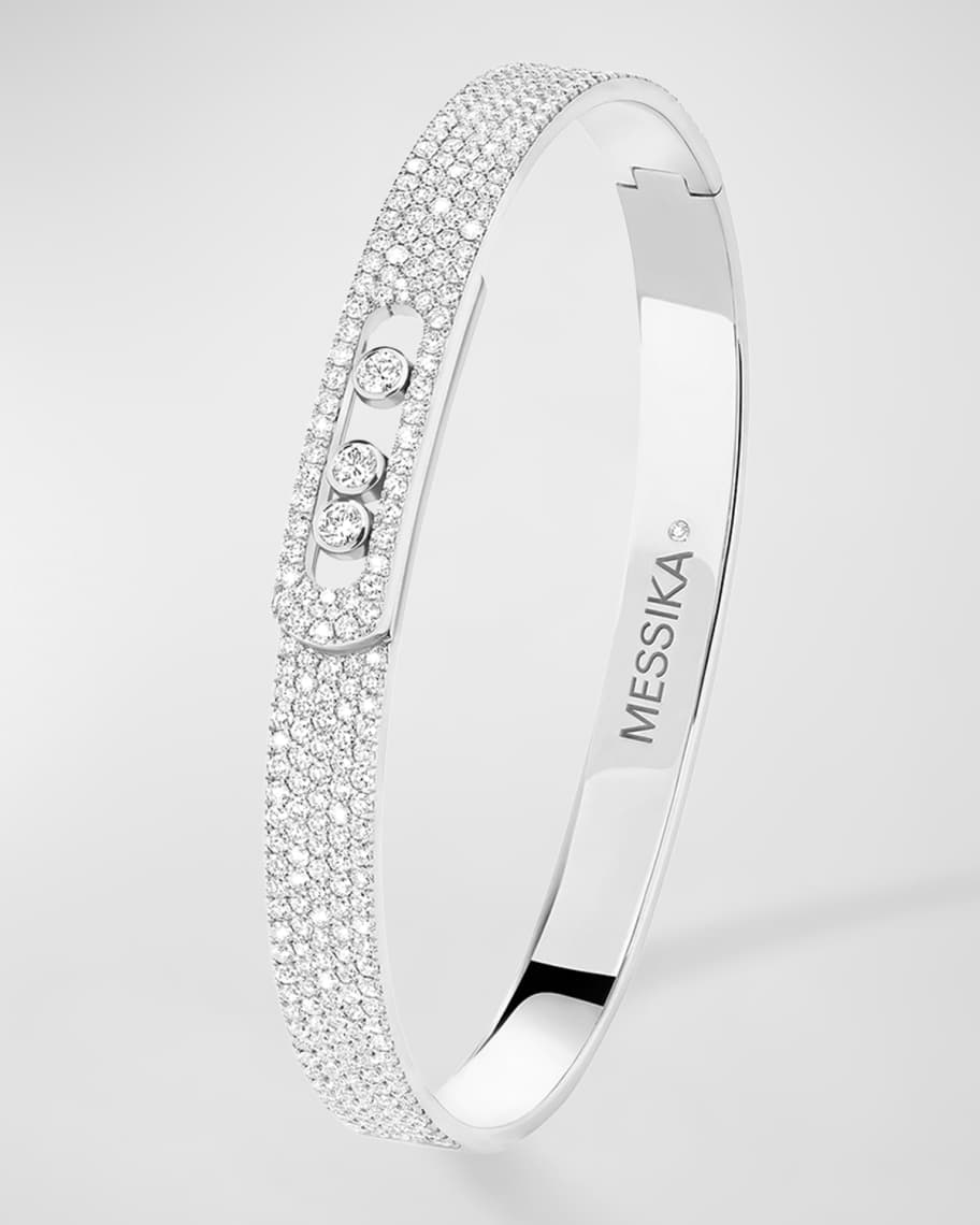 Messika Move Noa 18K White Gold Diamond Bangle Bracelet, Size XL