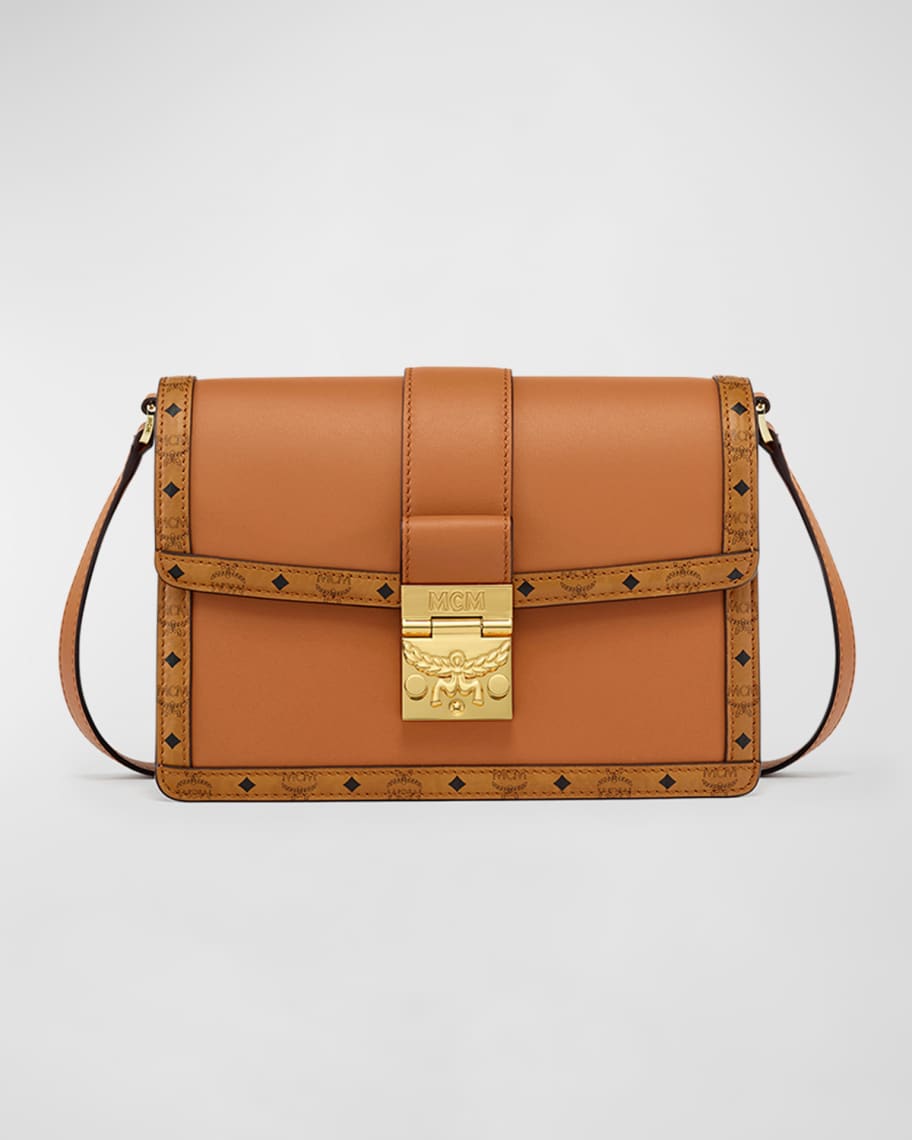 Mcm Small Tracy Leather Shoulder Bag in Cognac
