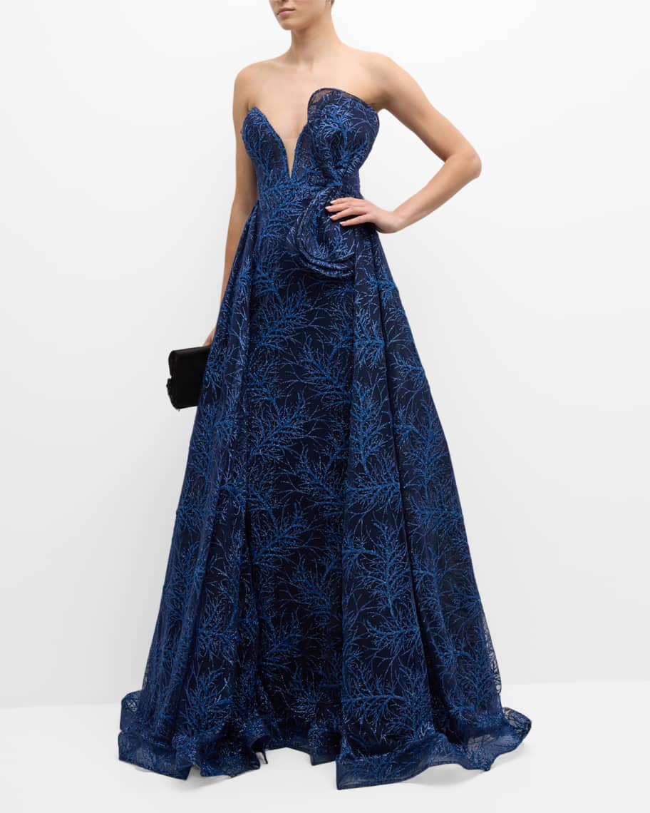 Jovani Strapless A-Line Shimmer Gown | Neiman Marcus