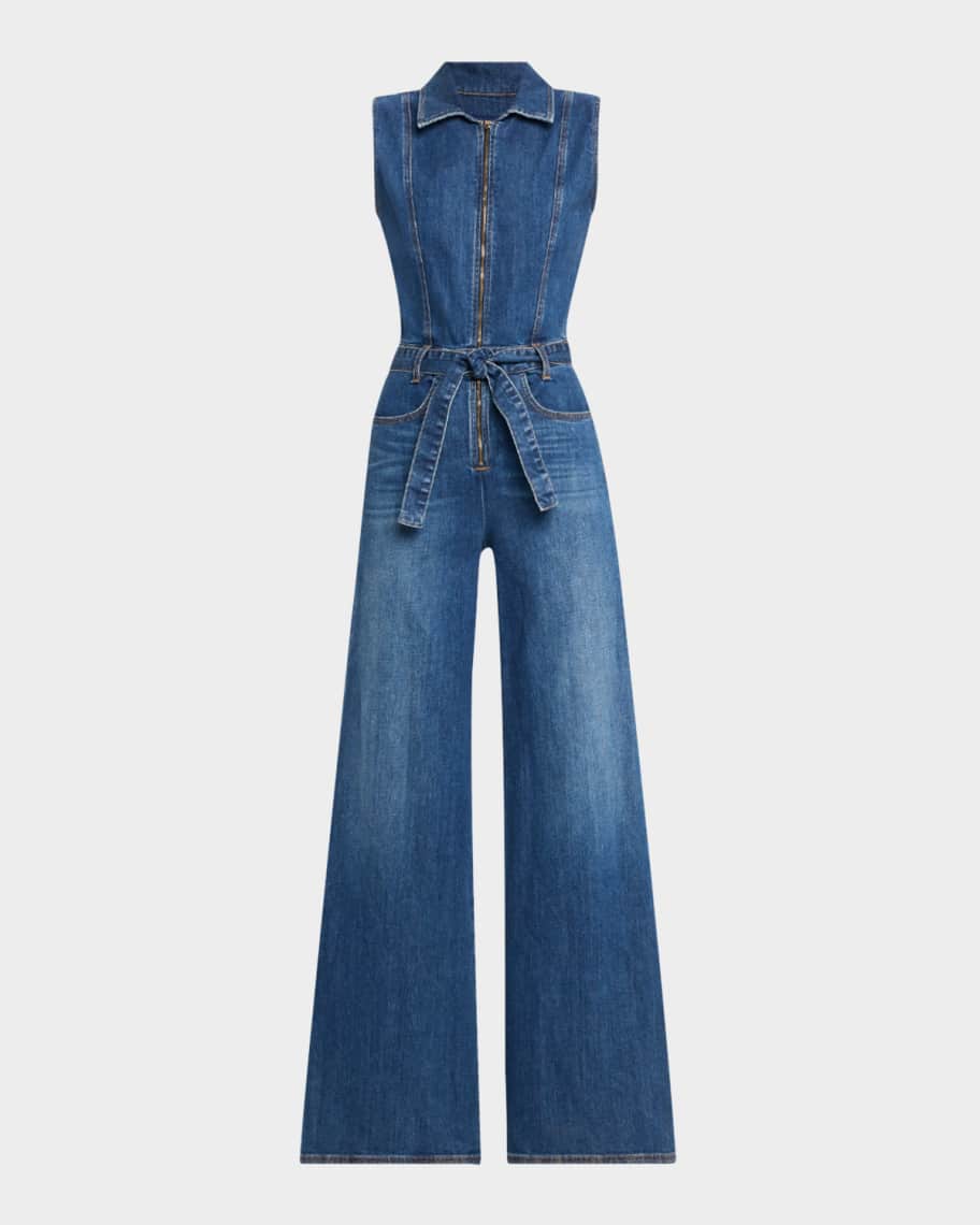 Ramy Brook Jemma Wide-Leg Denim Jumpsuit Neiman Marcus