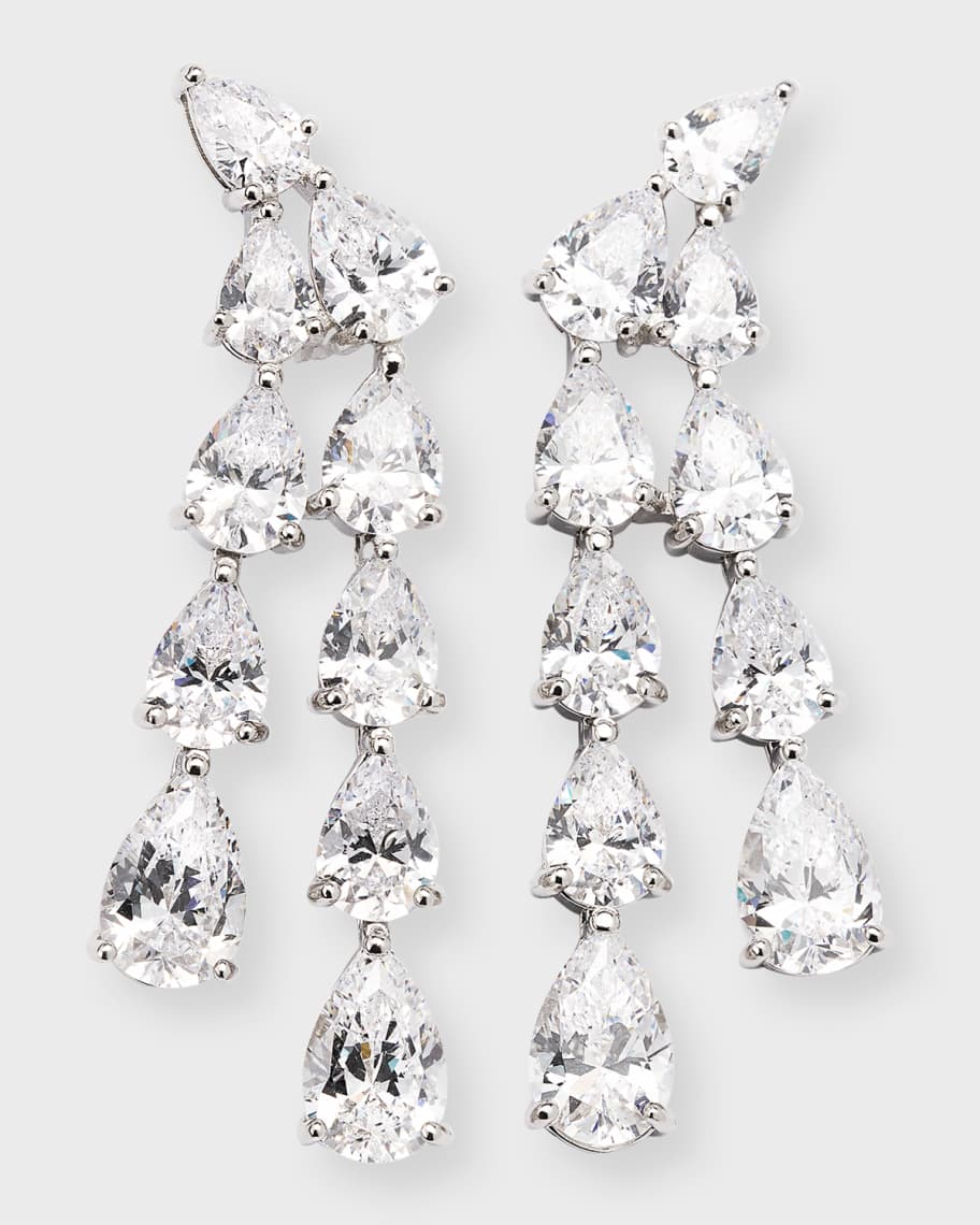 Golconda by Kenneth Jay Lane Double Pear Cubic Zirconia Waterfall