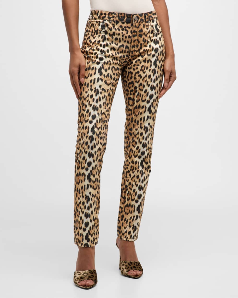 Roberto Cavalli Girls Cotton Leopard Print Leggings