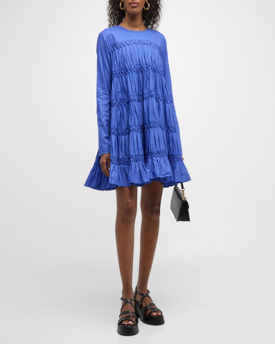 Merlette Boden Tiered Pintuck Cotton Mini Dress Neiman Marcus