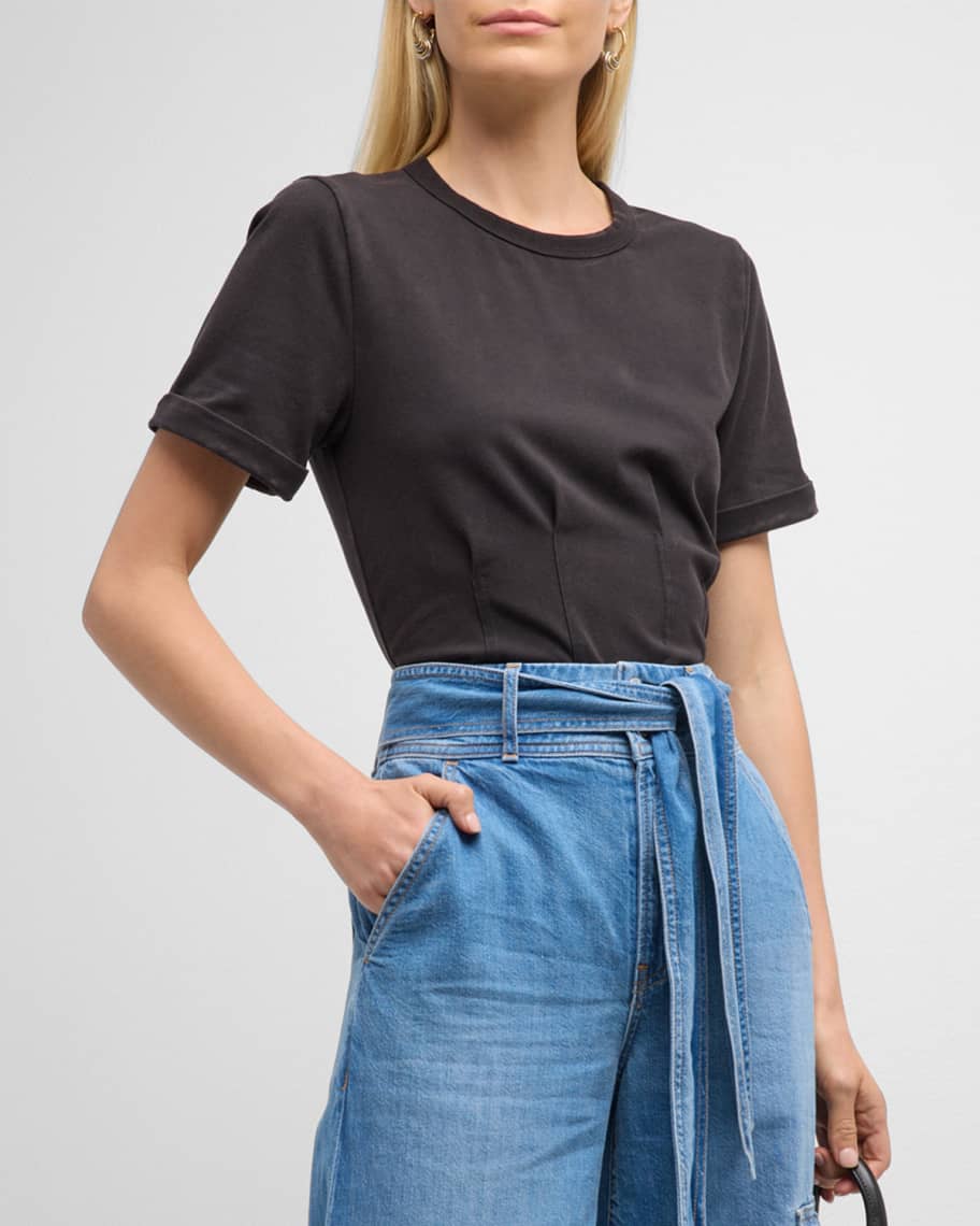 Image 2 of 3: Ankara Seamed Crewneck T-Shirt