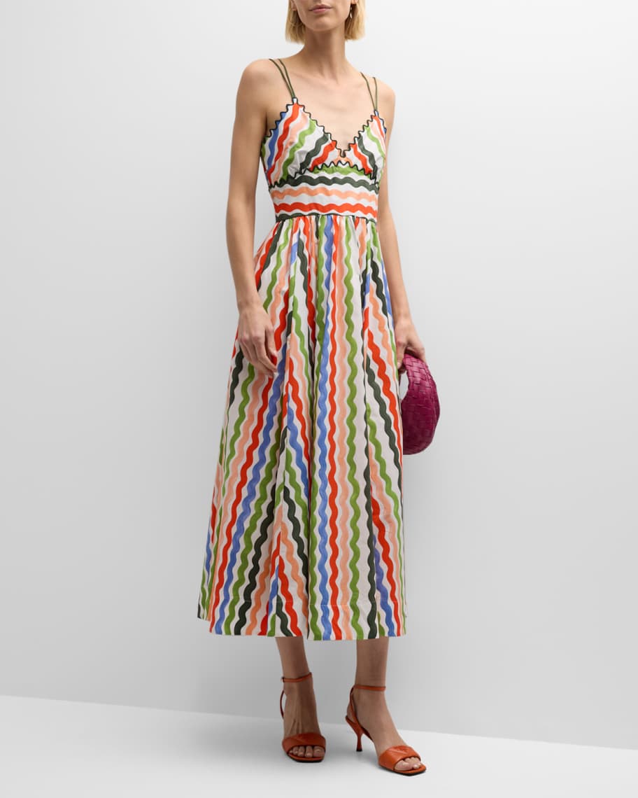 shirt a line dress for women Avec Les Filles Button Front Dress - Blue Stripe main image 0