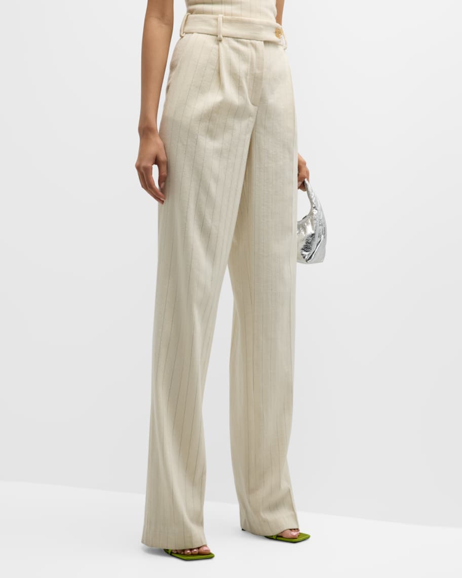 Zimmermann Luminosity Pinstripe Pleated Pants | Neiman Marcus