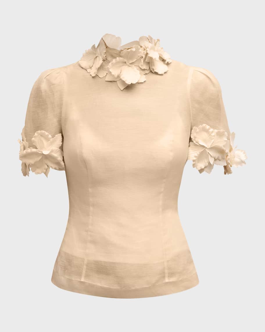 Zimmermann Luminosity Liftoff Sheer Flower Top Neiman Marcus