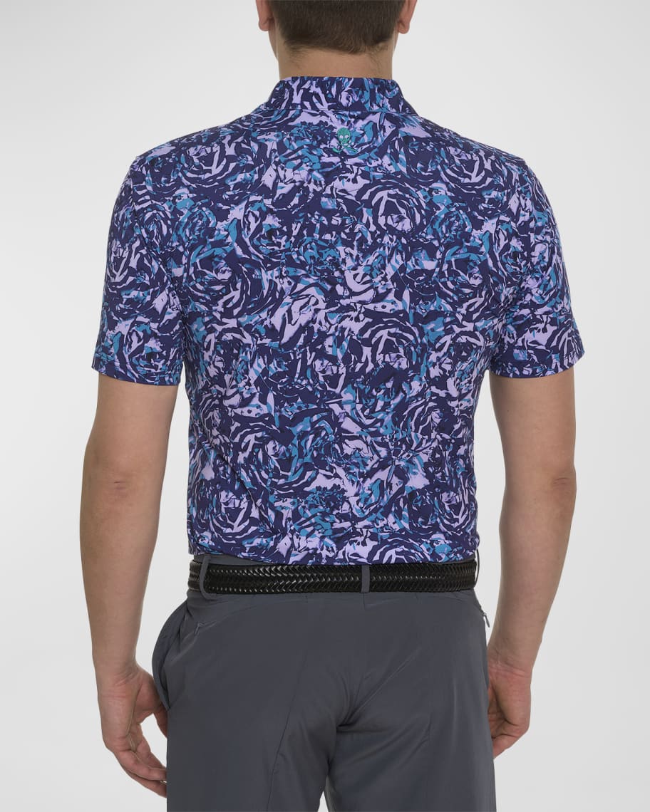 Image 2 of 3: Men's Abstract Rose Polo Shirt