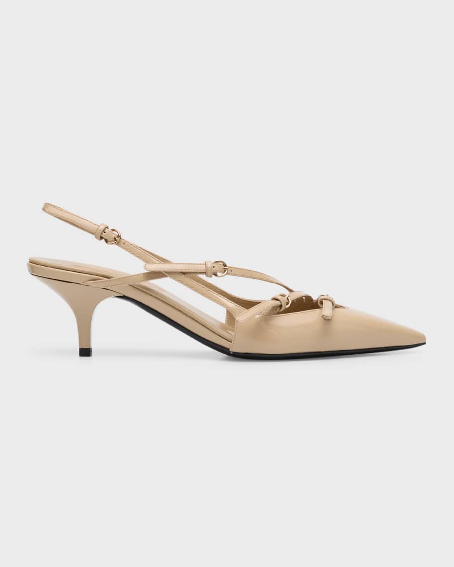 Miu Miu Patent Buckle-Trio Slingback Pumps | Neiman Marcus