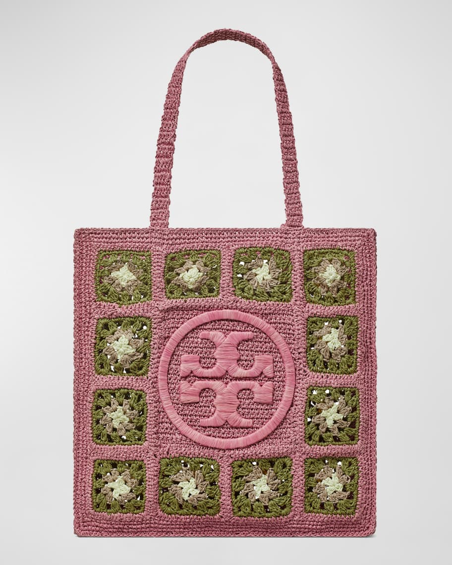 Tory Burch Ella Aster Pink Floral Print Nylon Leather Large Tote