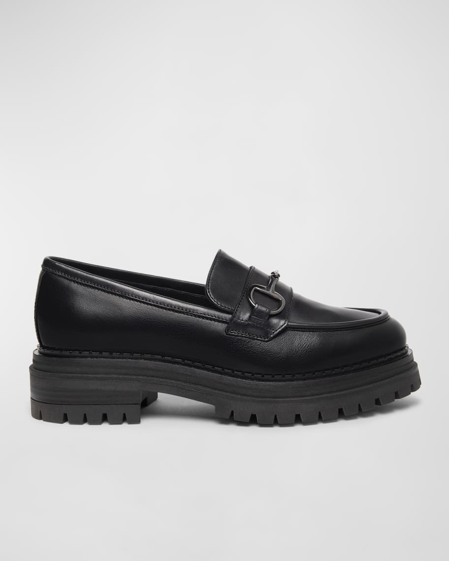 NeroGiardini Leather Bit Strap Loafers | Neiman Marcus