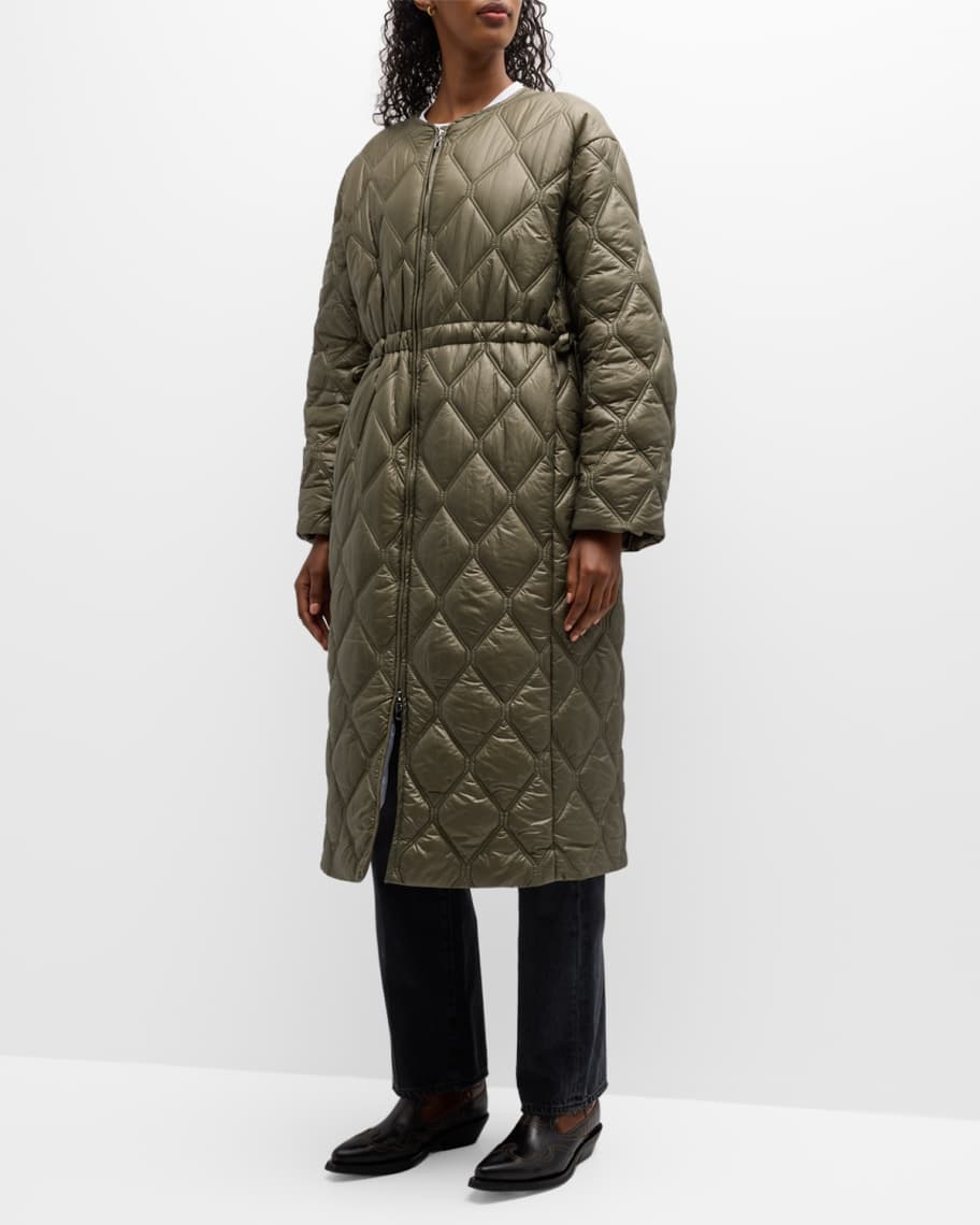 Ganni Shiny Quilted Long Coat | Neiman Marcus