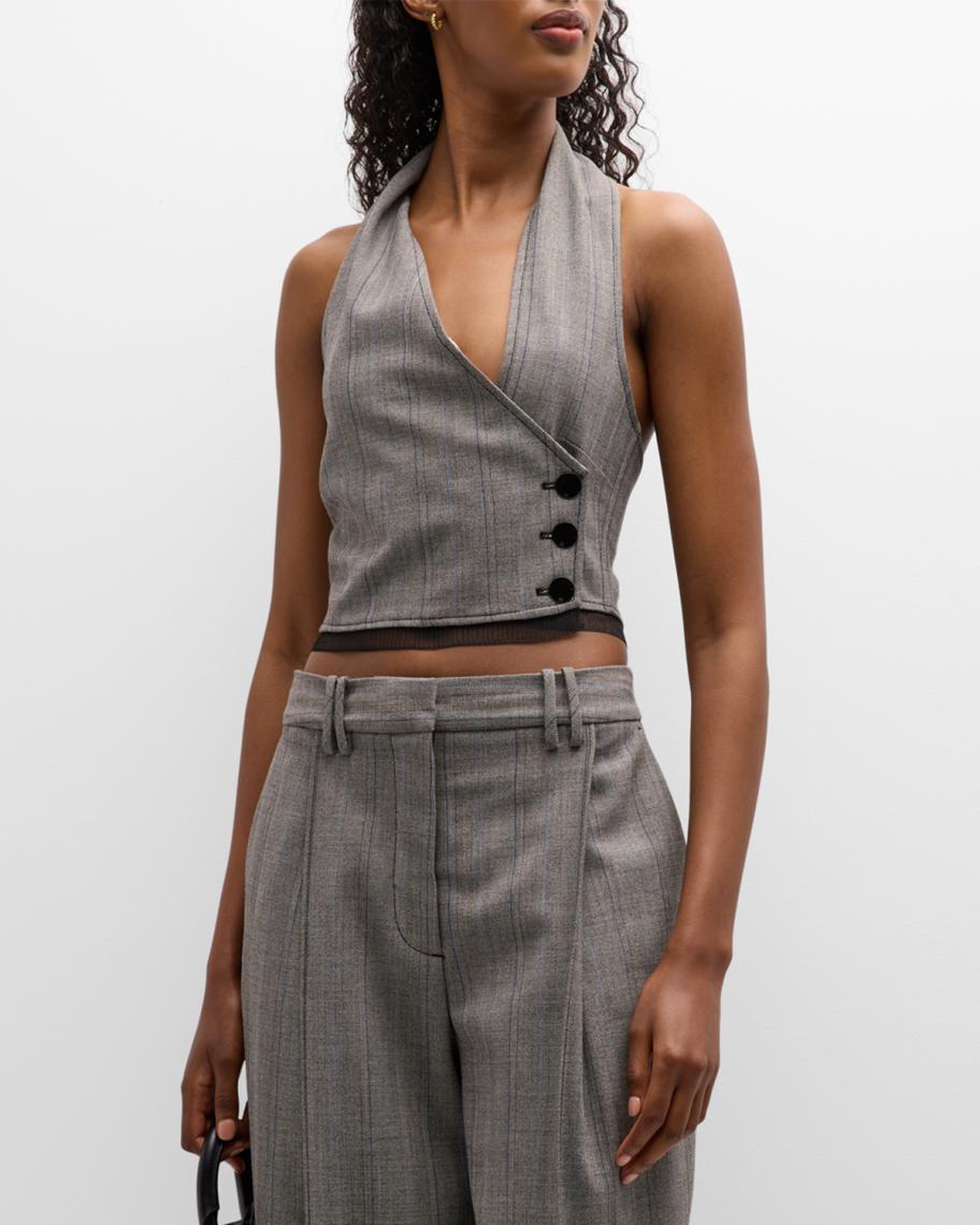 Ganni Herringbone Halter Suiting Vest | Neiman Marcus