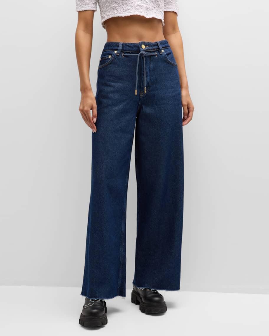 Ganni Heavy Denim Wide Drawstring Jeans - Wide leg jeans 